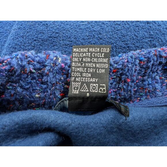 Vintage 90s Top Blue Textured Knit Pullover Half Zip Oversize Misses Size M - Picture 7 of 7